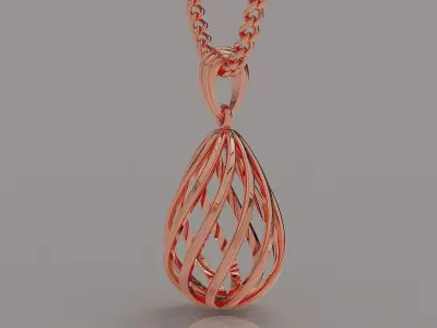 Elegant Teardrop Pendant with Spiral Woven Detail 3D print model