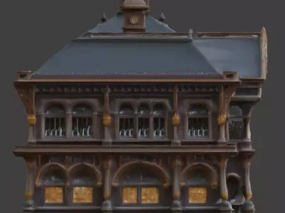 Steampunk Grand Victorian Train Station 3D Model Low-poly 3D model