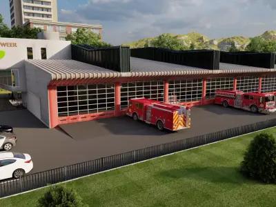 FireStation Building 01 Low-poly 3D model