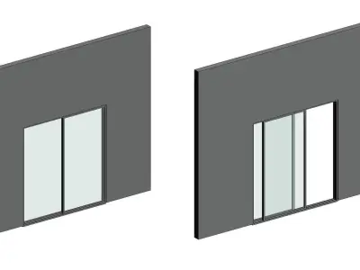 Double Sliding Balcony Door Revit Family 3D model