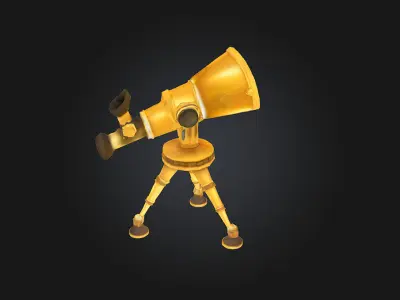 Golden Telescope Icon 3D model