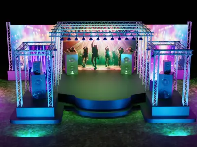 A concert music stage 3D model 3D model