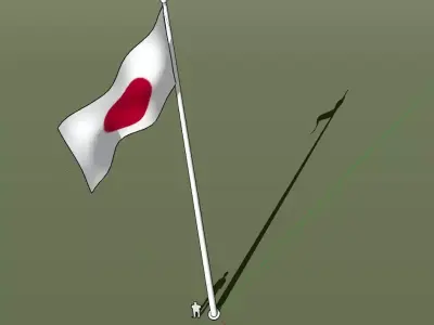 Japan flag - pole height 15 meters 3D model