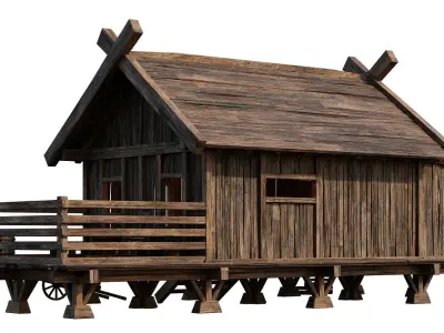Old Building House 4K Textures GameReady 72 Low-poly 3D model