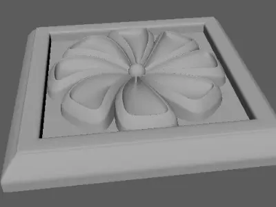 rosette flower on plate 3D model