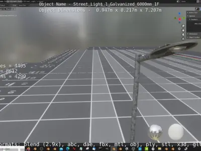 Street Light 1 Galvanized 6000mm 1F Low-poly 3D model