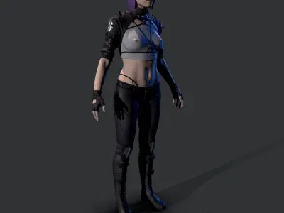 Cyberpunk Girl Low-poly 3D model