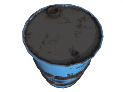 Barrel Blue Damage Low-poly 3D model