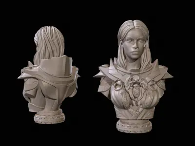 Fantasy Warrior Bust 2 High Poly for 3D Print 3D print model