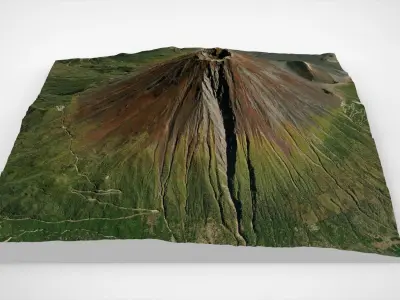 Mountain landscape Volcano Fuji Japan 3D model