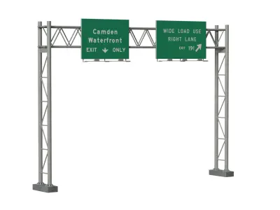 Highway Sign 04 Low-poly 3D model