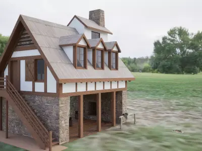 Medieval Blacksmith Forge  3D Model with  Game Ready Low-poly 3D model