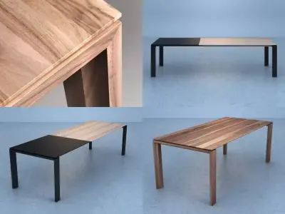 Malva dining table made of wood and metal 3D model