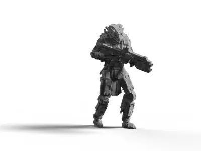 Scifi Battle Armor - Koloss Assault Rifle Infantry Variant 1 3D print model