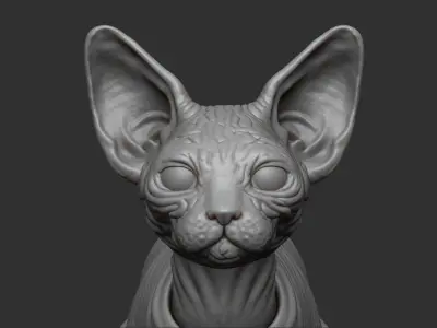 Detailed Sphynx Doll BJD 3D Print 3D print model