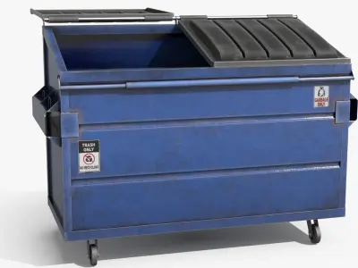 Garbage Dumpster 4 colors Low-poly 3D model