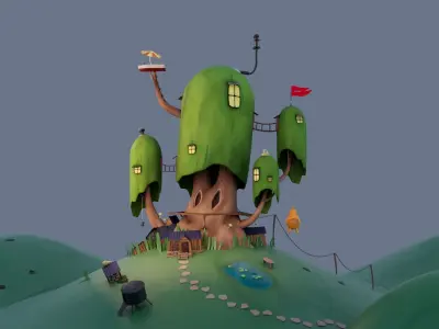 Treehouse Stylized 3D Model Inspired by Adventure Time 3D model