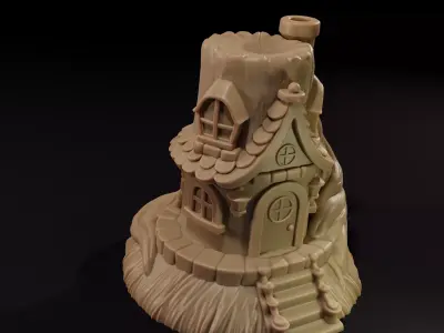 Enchanted Tree Stump Fairy House 3D Printable Model 3D print model