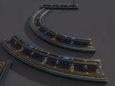 Sci-fi Platform Road Pack Low-poly 3D model