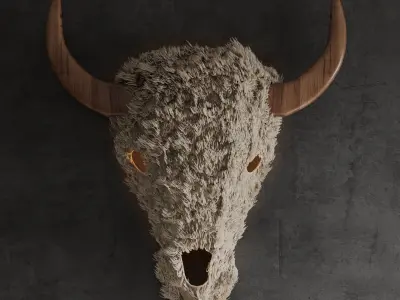 Bison head wall art and light 3D model