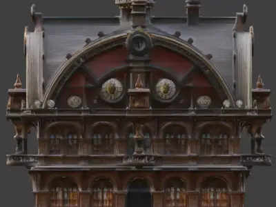 Steampunk Grand Victorian Train Station 3D Model Low-poly 3D model