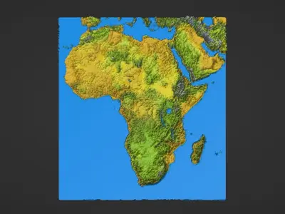 Africa and Middle East Map Topography Low-poly 3D model