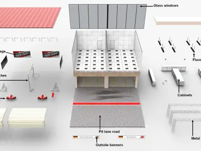  Race Track Pit Lane Garage 