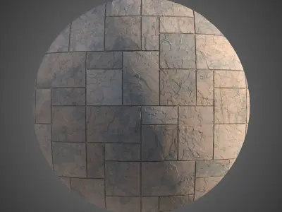 8K Large Area Natural stone pavers 02 - 6 Variations Texture