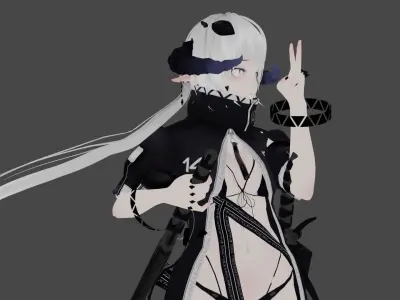 Vtuber  Vrchat model  Gunblades Low-poly 3D model