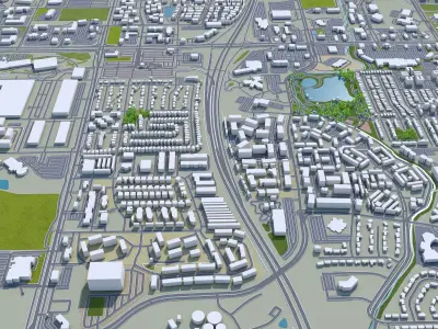 Thornton Colorado USA 30km Low-poly 3D model