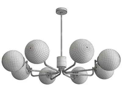 8 Head Brass and Black Chandelier with Radial Design Low-poly 3D model