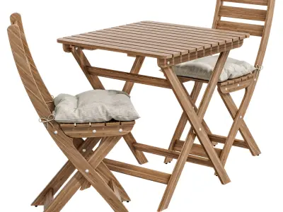 ASKHOLMEN Table 2 chairs  outdoor with cushion 3D model