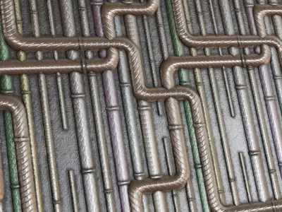 Simple Sci-fi Pipes PBR Seamless Texture