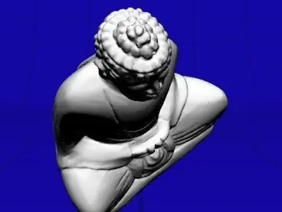 Small Wooden Buddha Statue 3D model