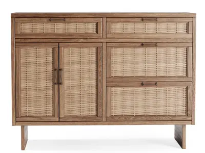 Wooden chest of drawers from rattan 3D model