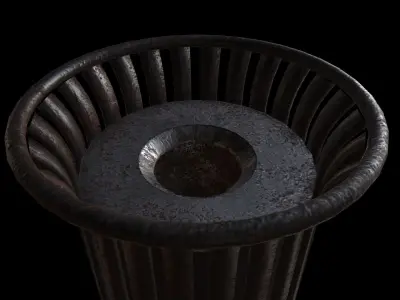 Old Metal Trashcan Low-poly 3D model