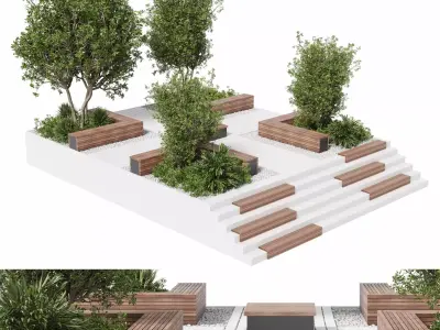 Urban Environment - Urban Furniture - Green Benches 47 3D model