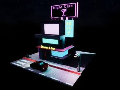 Cyberpunk Building - Low Poly Game Ready Low-poly 3D model
