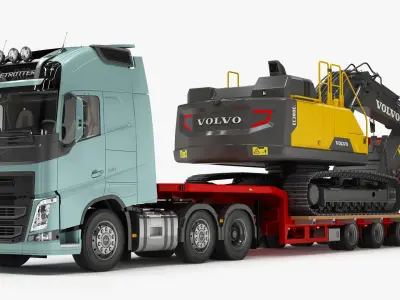  Volvo FH and Excavator VOLVO EC380El on Lowboy Trailer 