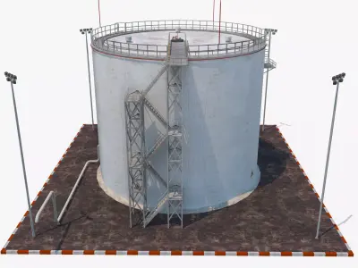 Oil Tank - Refinery Low-poly 3D model