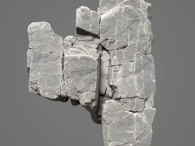High Poly Black Cracked Cliff  Rock 231012 3D model