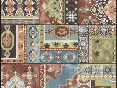 ABK Play Carpet Mix Multicolor Set 4 3D model