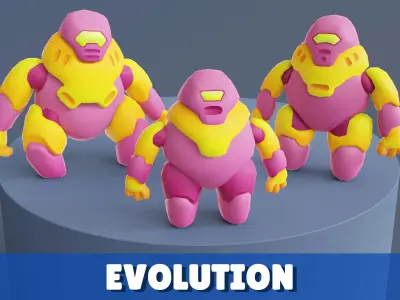 Cartoon Robots Pack 01 Low-poly 3D model