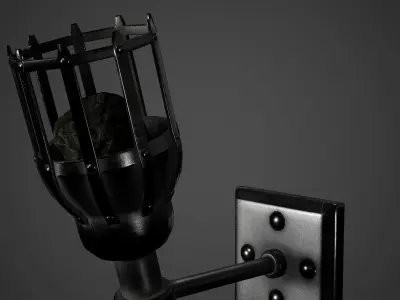 Medieval Torch Low Poly Game Ready Low-poly 3D model
