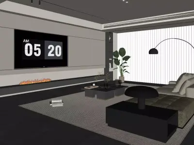 Light luxury living room 3D model shop