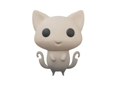 Double Tail Cat Ghost Character v1 003 Low-poly 3D model