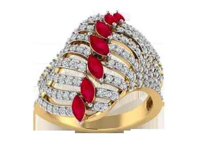 Light Weight Rose Gold Diamond Ring  -RI-261 3D print model