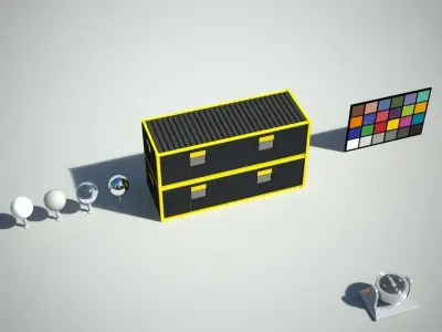 Two Floor Site Office with Stairs Low-poly 3D model