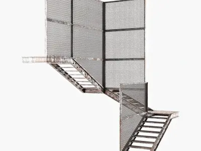 Old metal stair Low-poly 3D model
