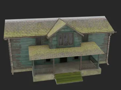 Old Abandoned Realisltic House Low-poly 3D model